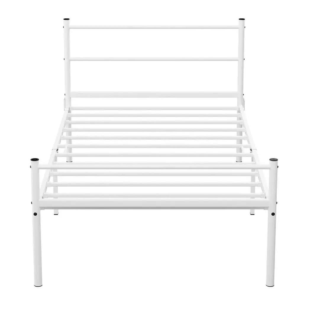 House of Home Extra Strong Single Metal Bed Frame In White - Improved - Bed Frames