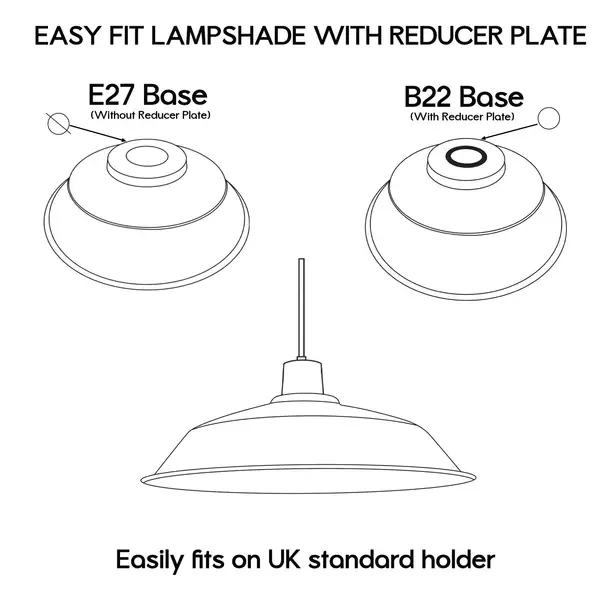 LEDSONE Navy Blue Retro Vintage Lampshade Easy Fit E27 Base Industrial Pendant Metal 36cm Lamp Light Shades - Pendant Lights