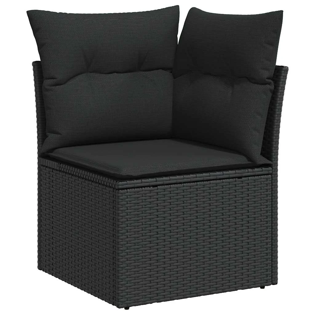 vidaXL 5 Piece Garden Sofa Set with Cushions Black Poly Rattan Acacia by vidaXL