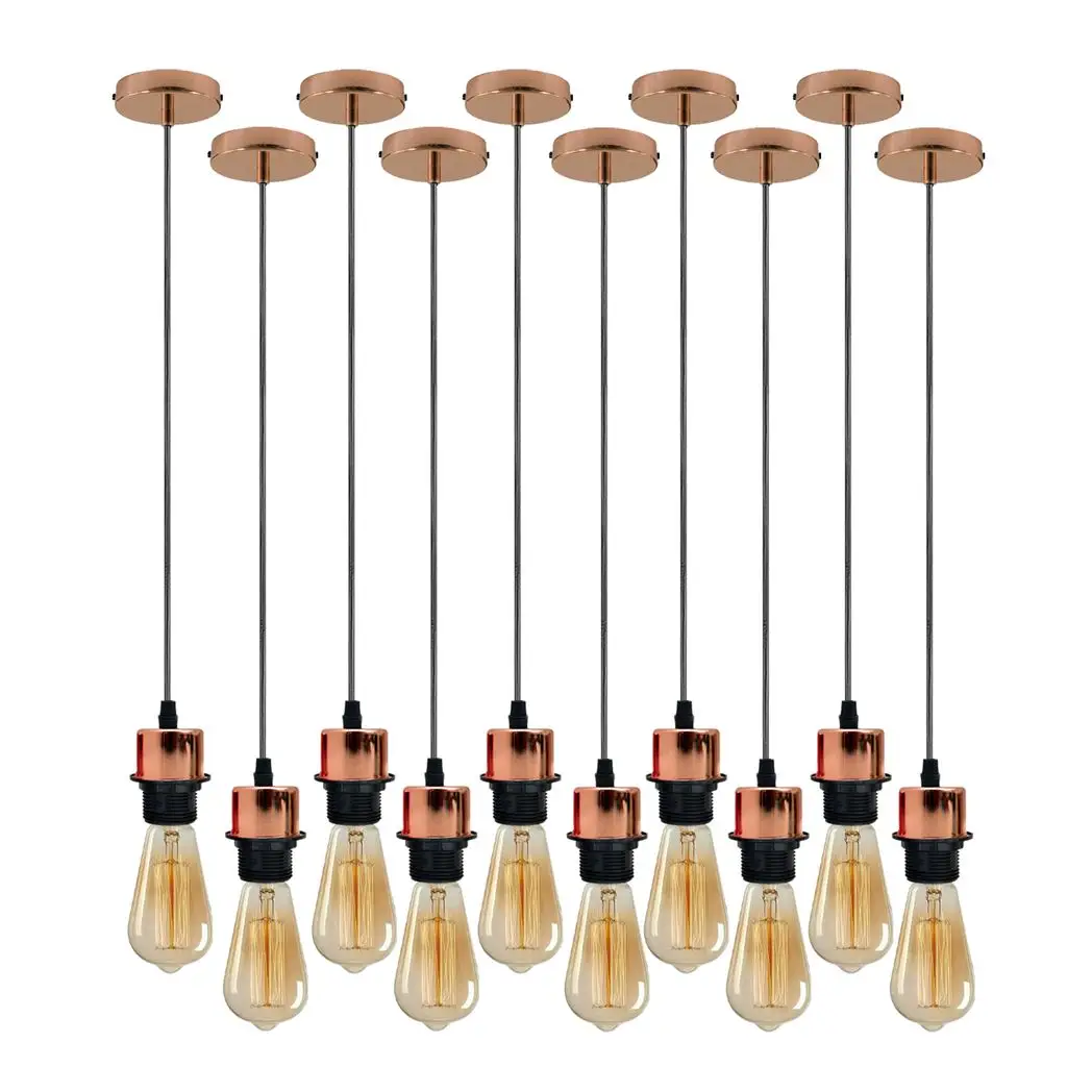 Un-branded 10 Pack Industrial Rose Gold Pendant Light, Lampshade Addable E27 Lamp Holder Light, - Pendant Lights