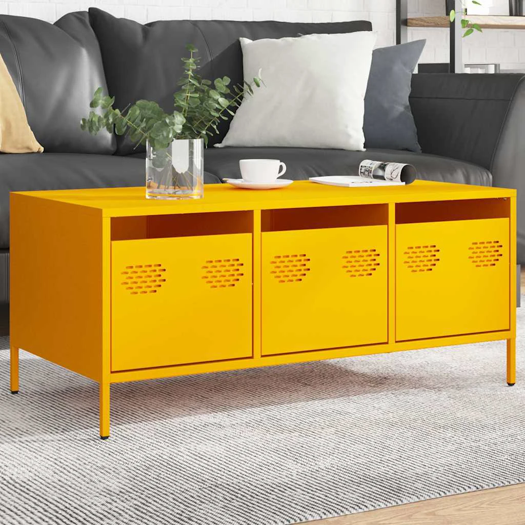 VidaXL Coffee Table 101.5x50x43.5 Mustard Steel by vidaXL