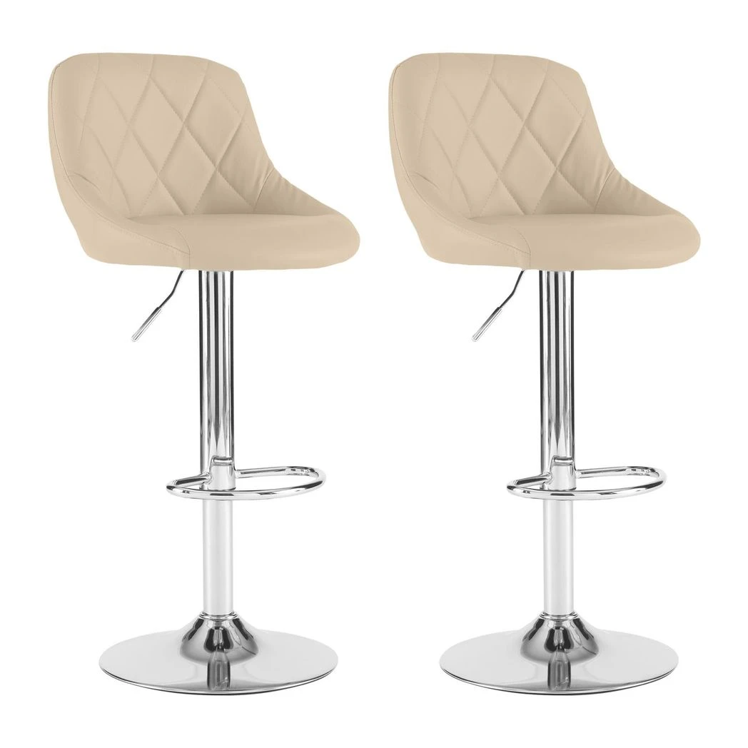 Neo Neo Set of Two Cream Leather Bar Stools -