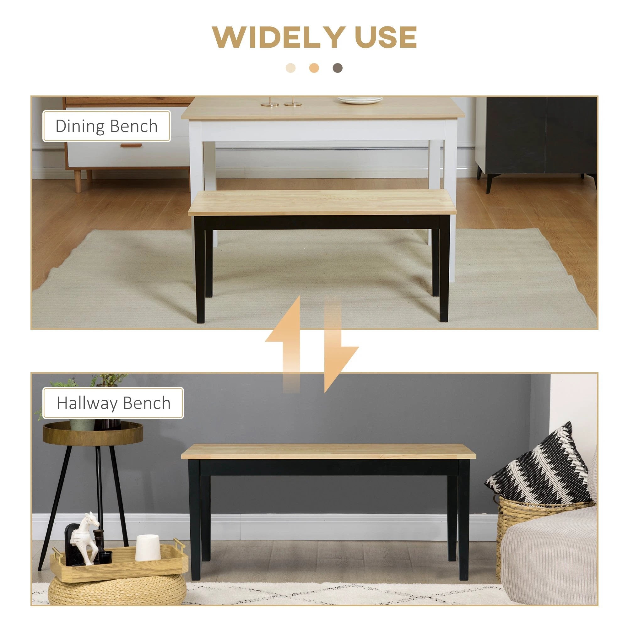 HOMCOM Wood Dining Bench Wooden Bench for 2 People, Black by HOMCOM