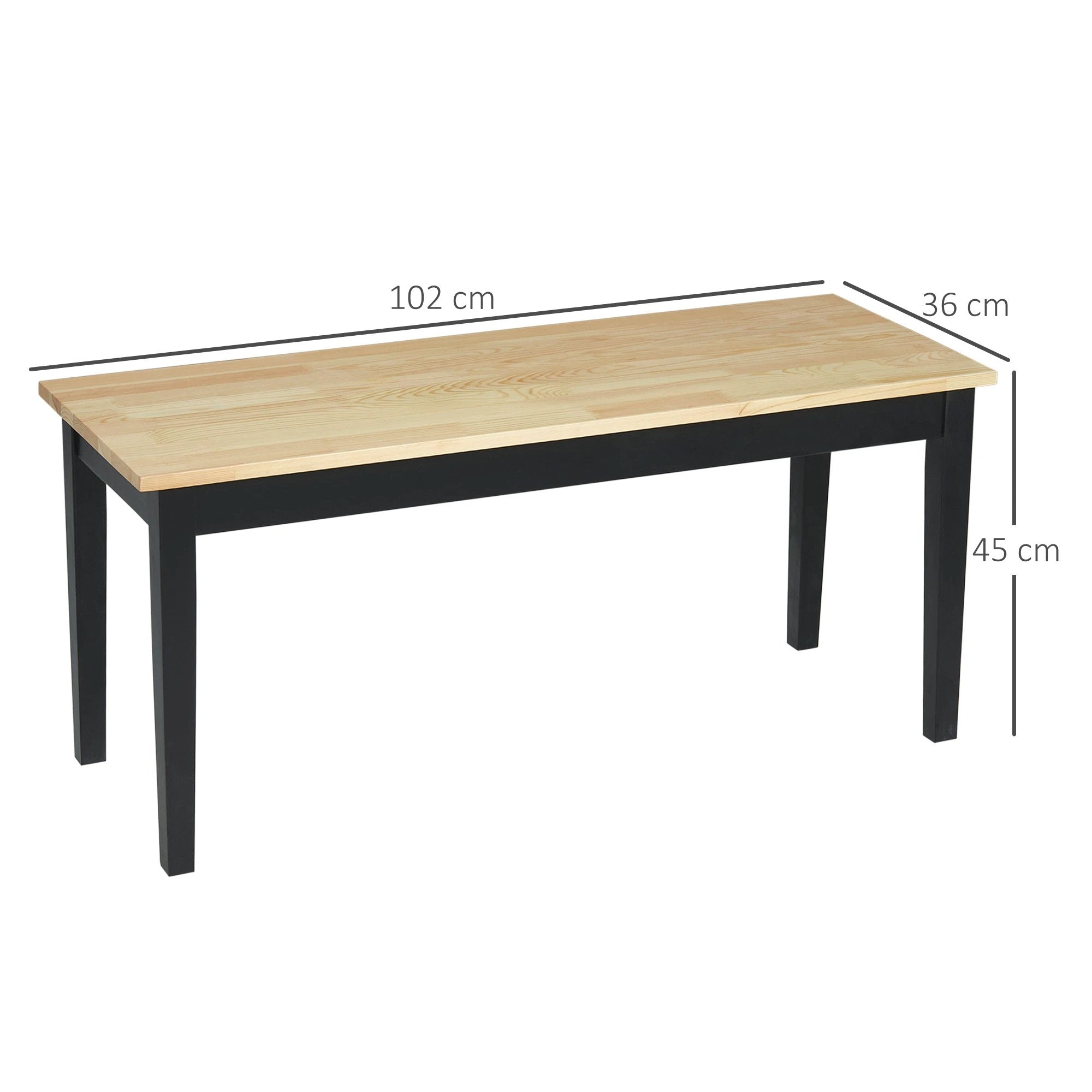 HOMCOM Wood Dining Bench Wooden Bench for 2 People, Black by HOMCOM