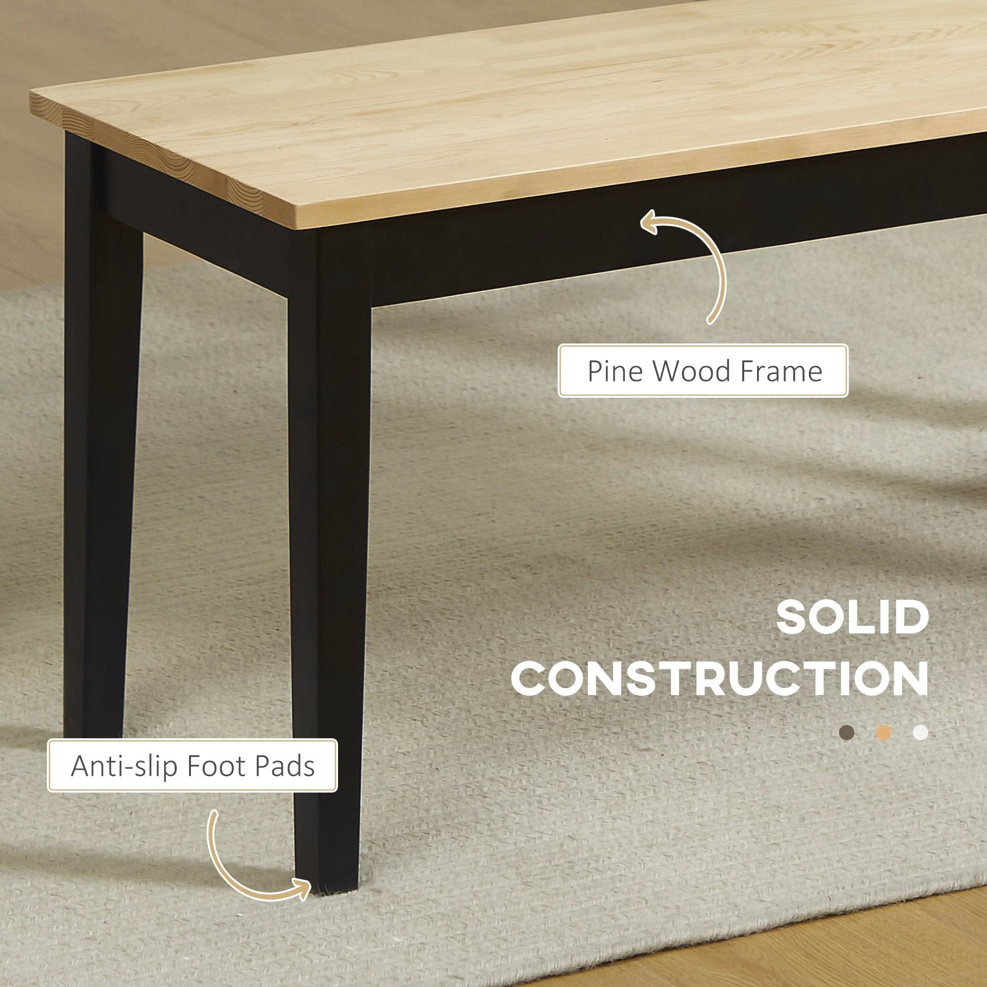 HOMCOM Wood Dining Bench Wooden Bench for 2 People, Black by HOMCOM