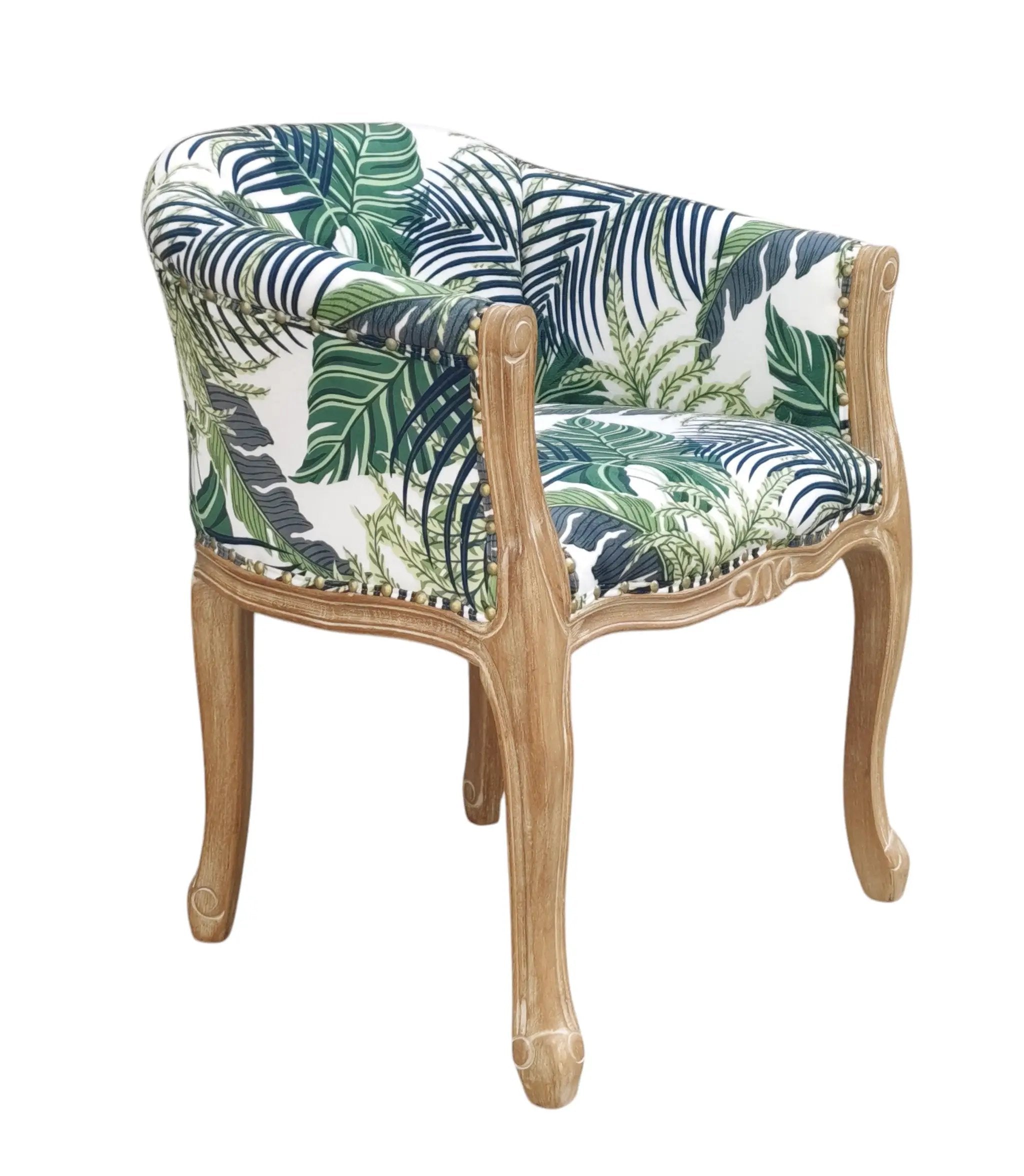 MSL NATURAL FR PALM LEAF FABRIC LOUIS CHAIR -