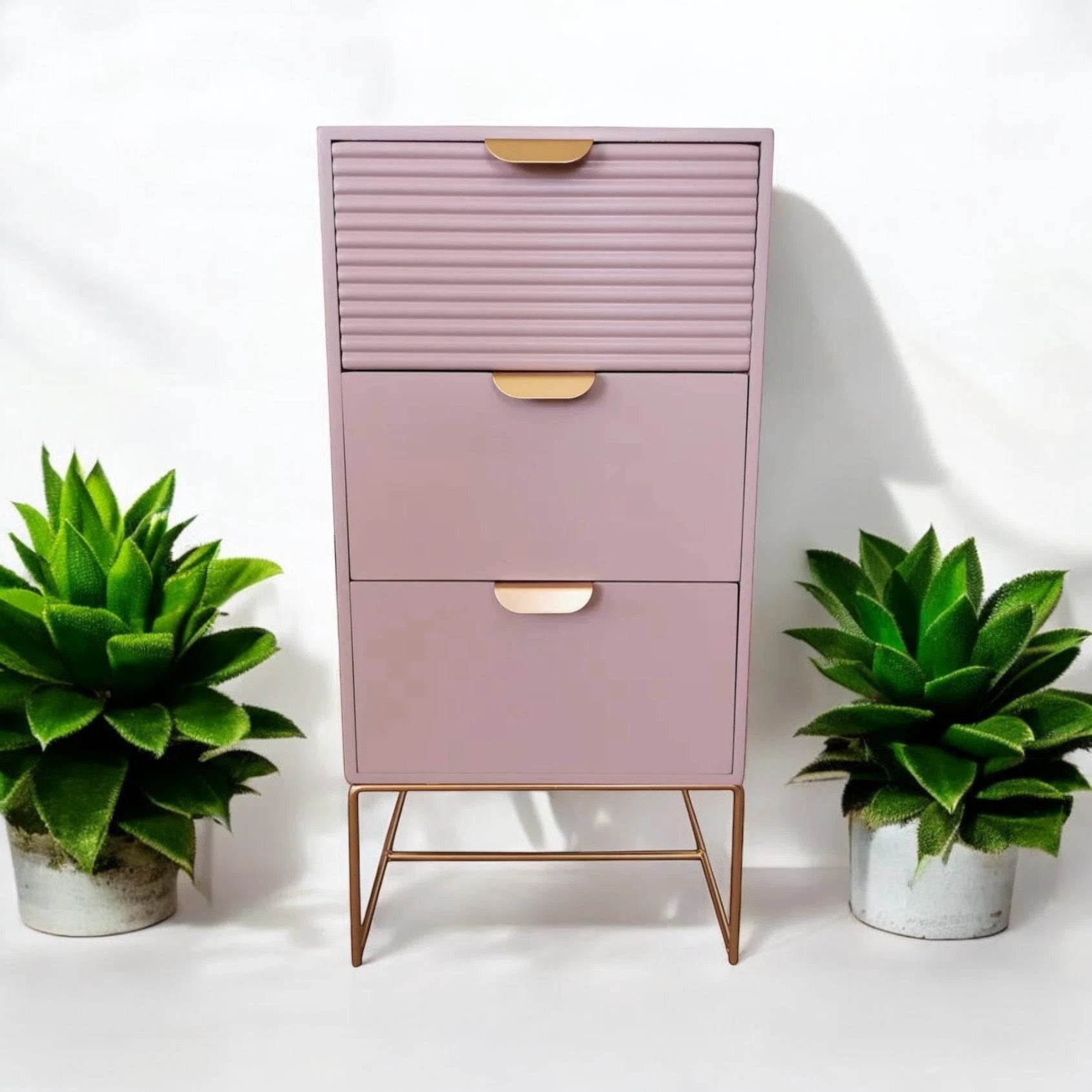 MSL Chic Pink Nightstand 64cm Three Drawer For Kids - Bedside Table