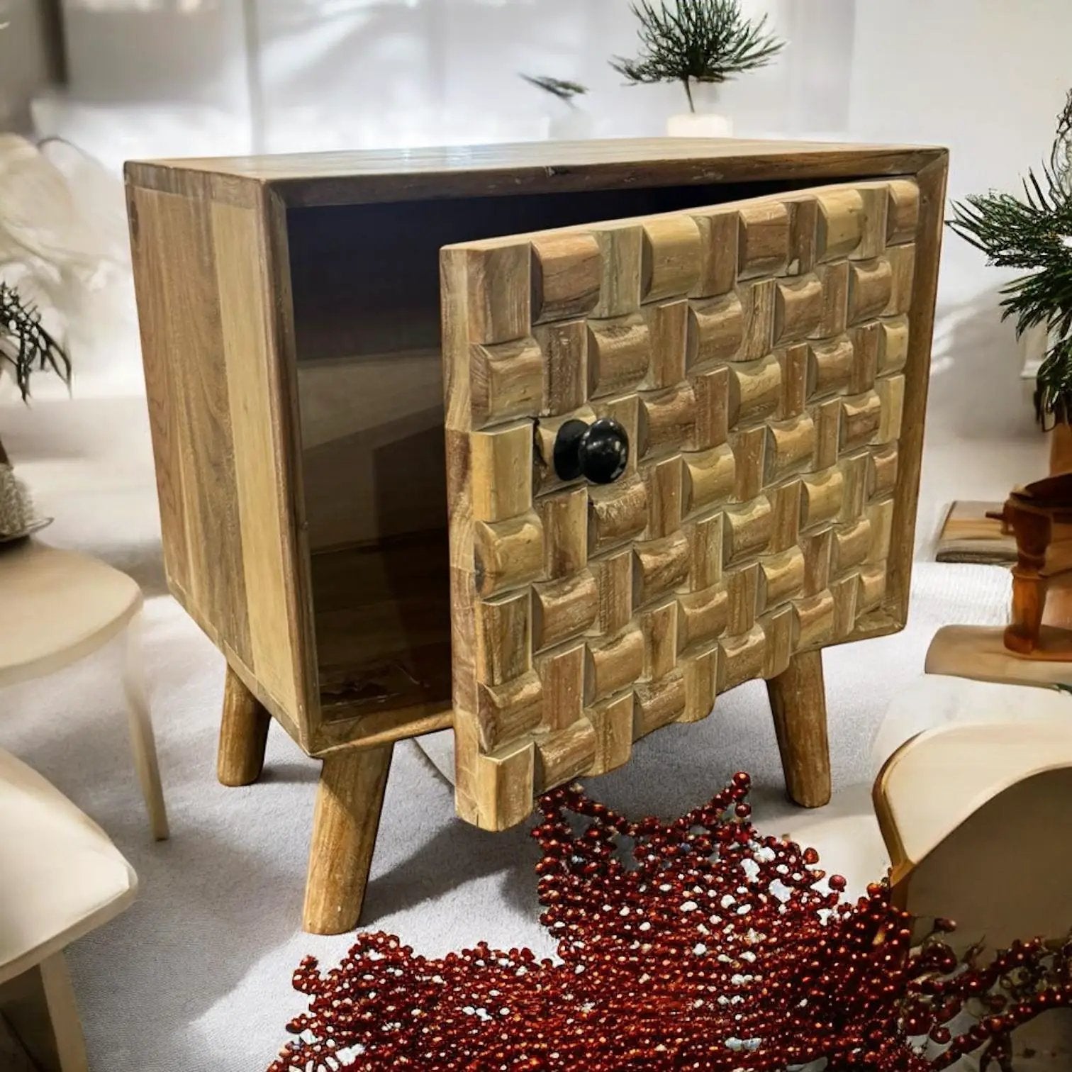 MSL 47CM WOODEN BEDSIDE CABINET - Bedside Table