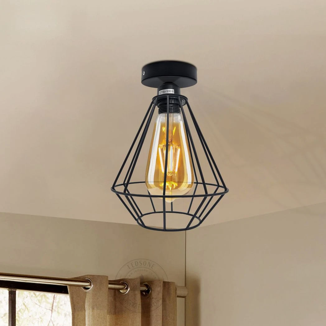 Industrial Wire Cage Ceiling Light E27 Holder by Un-branded