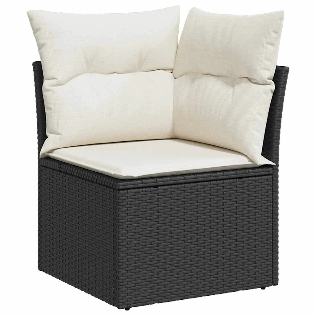 vidaXL vidaXL 11 Piece Garden Sofa Set with Cushions Black Poly Rattan Acacia - Garden Sofa Sets