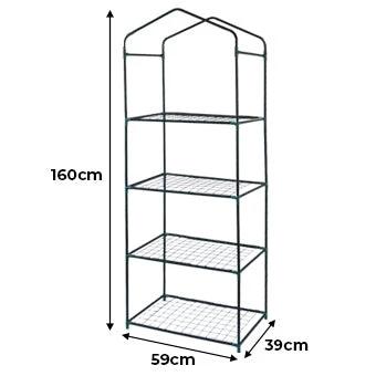 Monster Shop Mini Greenhouse 4 Tier with Plastic Cover -