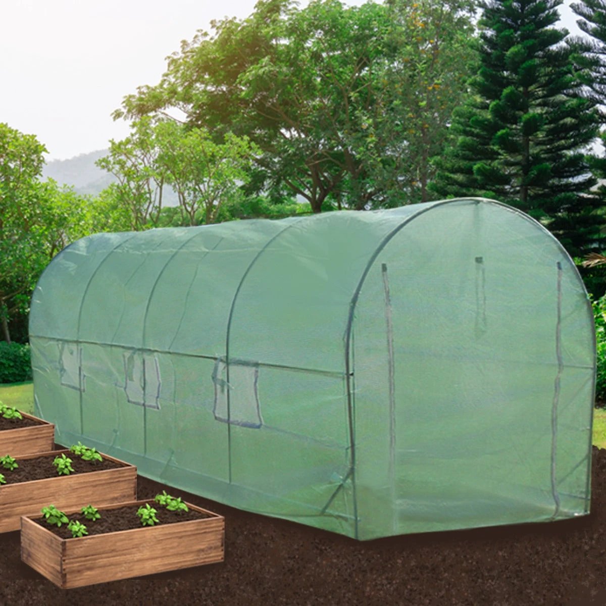 Polytunnel Greenhouse 6m X 3m 25mm Frame Durable Cover For Home Gardeners All Season Growing by Monster Shop