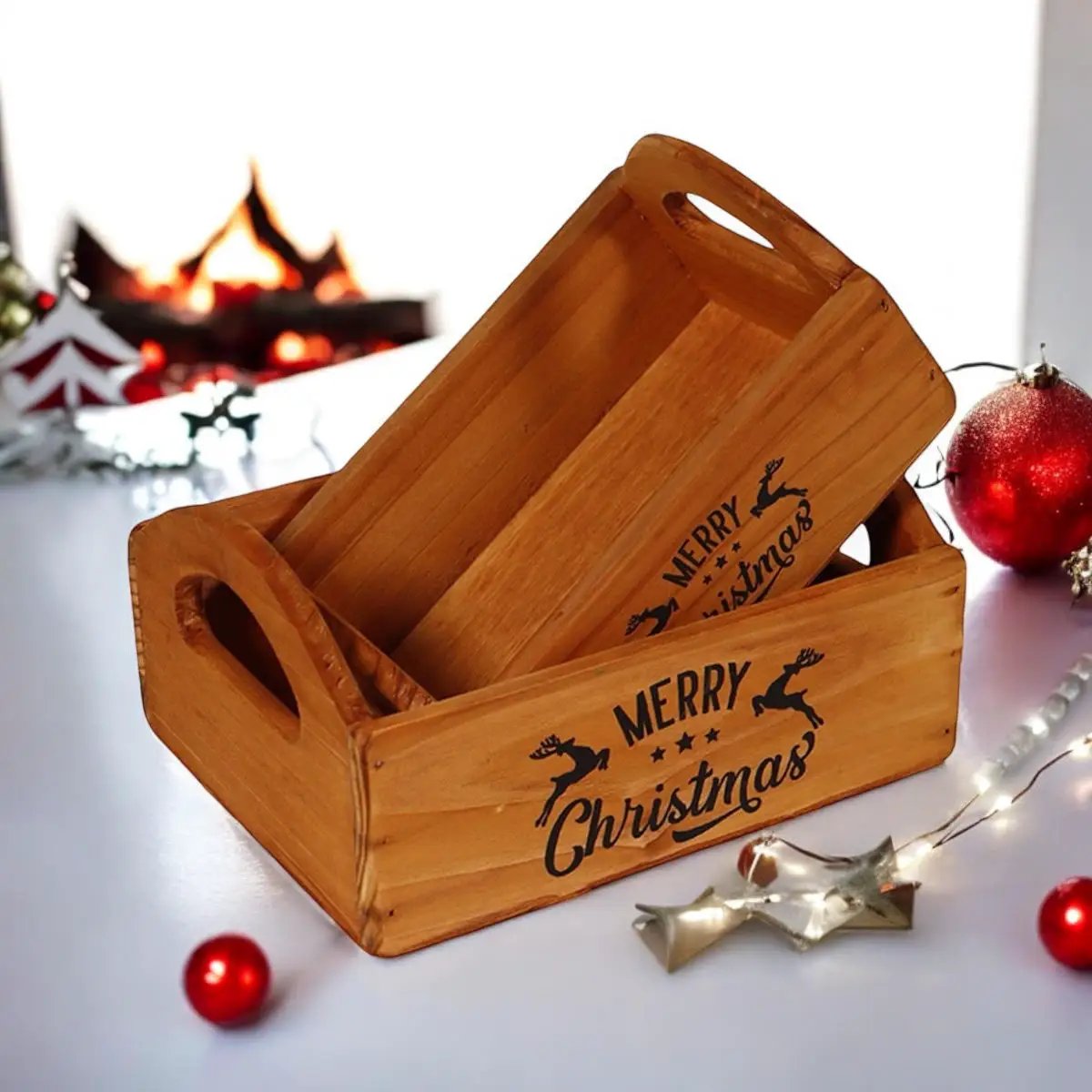 MSL SET 2 WOODEN FLOWER PLANTERS - Planters