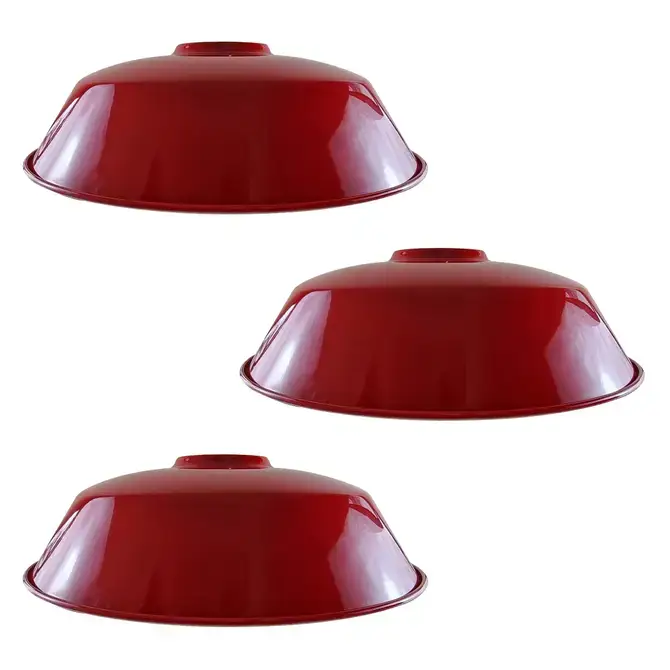 LEDSONE 3 Pack Burgundy Retro Vintage Lampshade Easy Fit E27/B22 Base Pendant Metal 36cm Lamp Light Shades - Pendant Lights
