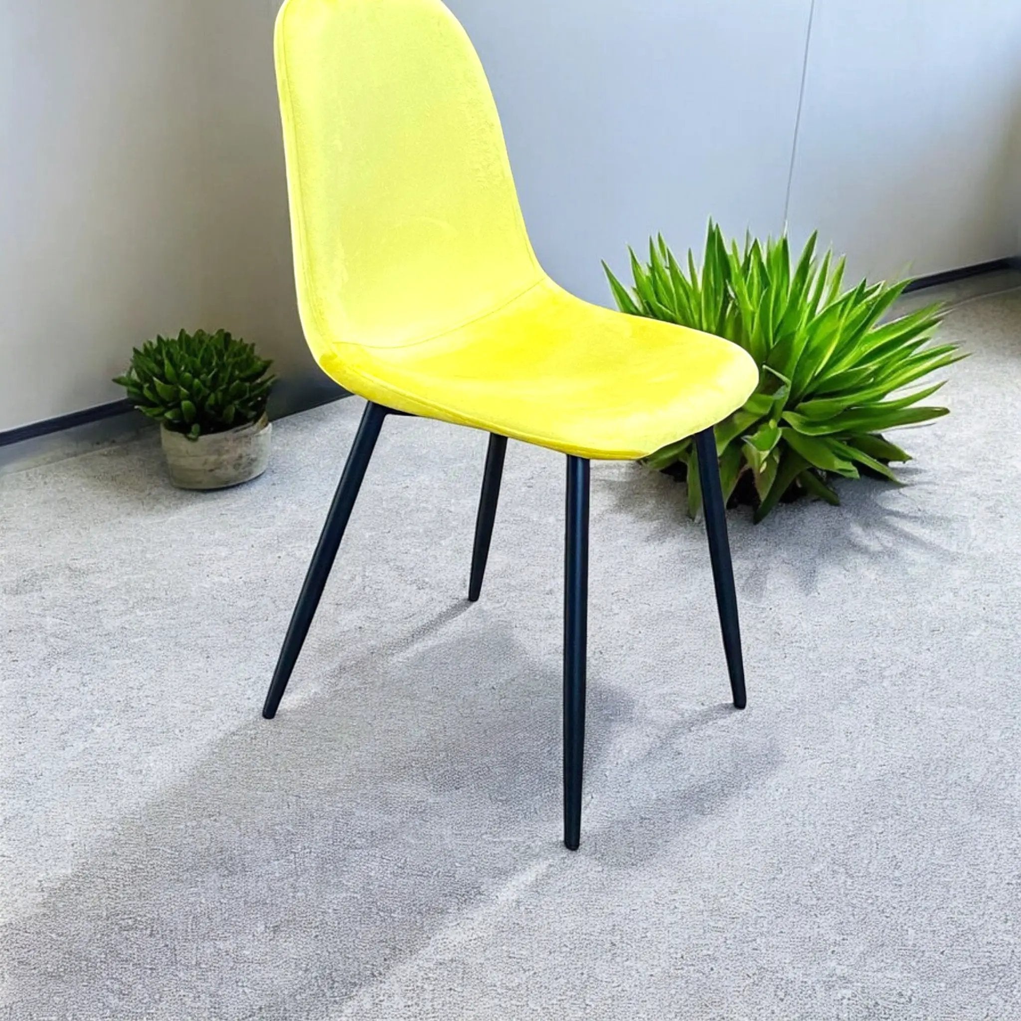 MSL YELLOW FABRIC CHAIR BLACK METAL LEGS - Dining Chairs