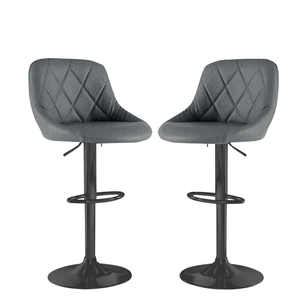 Neo Neo Set of Two Dark Grey Fabric Bar Stools - Bar Stool