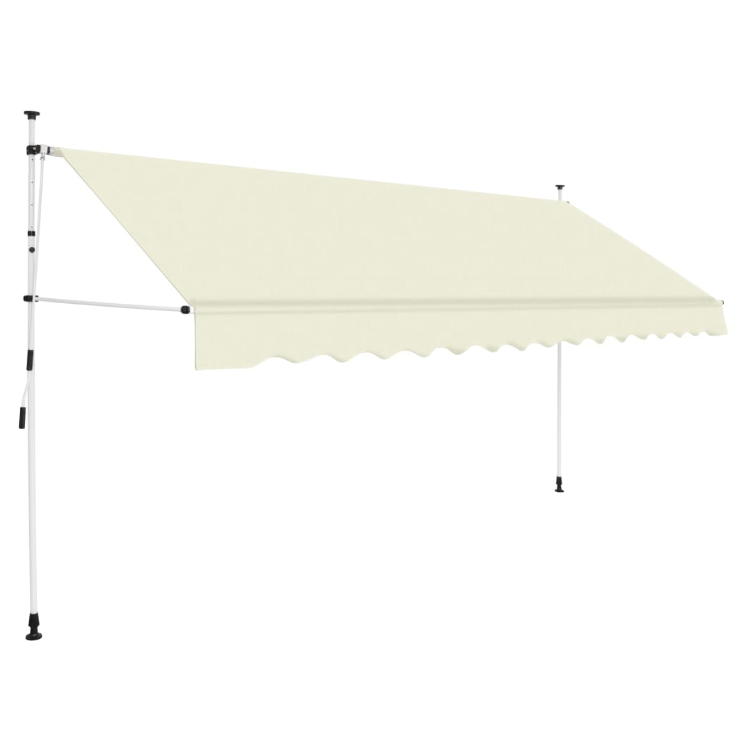 Premium Manual Retractable Awning 350cm Cream Water Repellent UV Resistant PU Coated Polyester For Window Terrace Garden by vidaXL