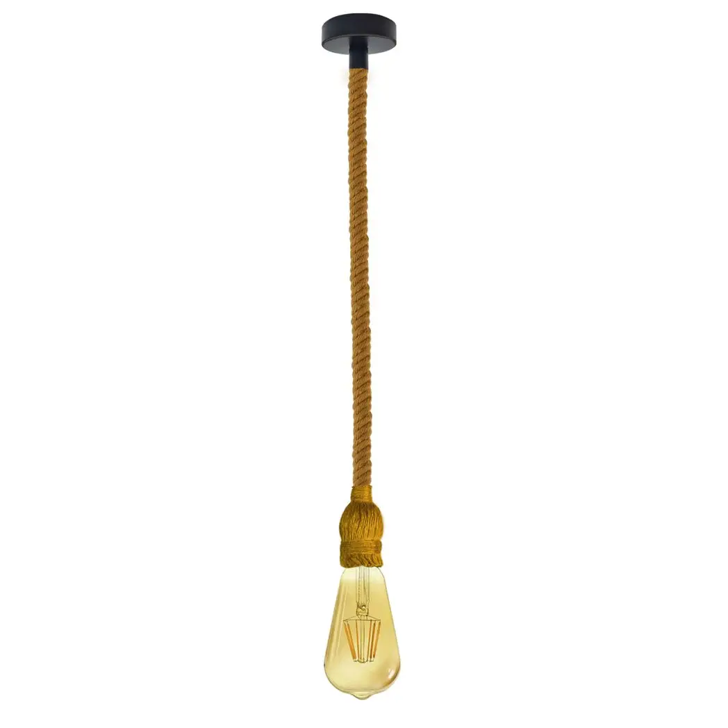 LEDSONE Vintage Ceiling Pendant Light 1m Yellow Colour Hemp Rope Hanging Lamp Lights - Pendant Lights