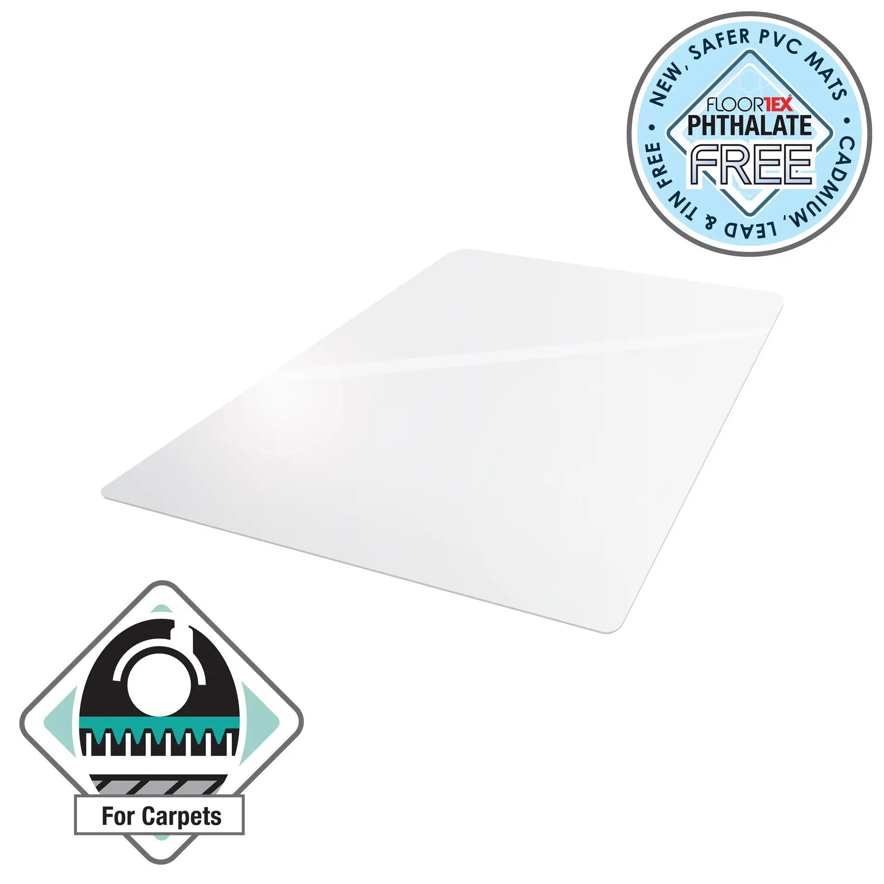 Floortex Advantagemat® Vinyl Rectangular Chair Mat for Carpets up to 6mm - 90 x 120cm - Office Mats