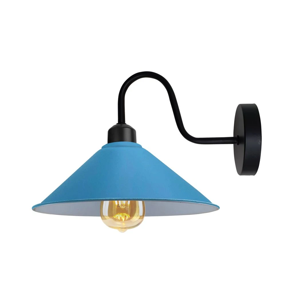 Un-branded Blue Cone Wall Sconce Lamp Swan Neck E27 Medium For Home - Wall Lights