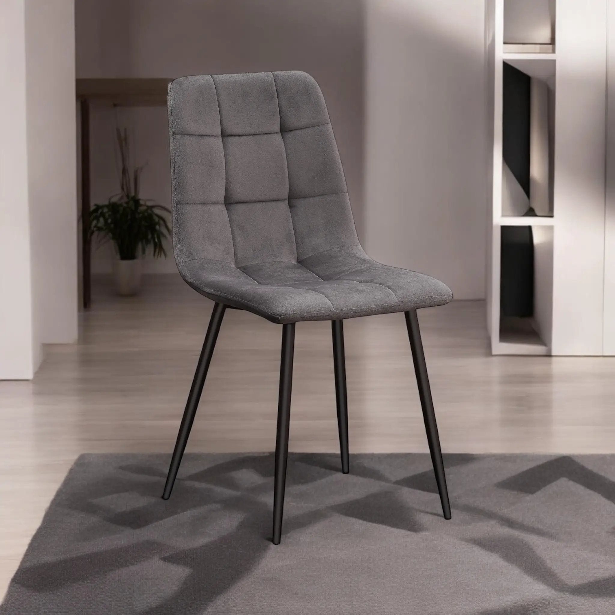 MSL GREY FABRIC CHAIR BLACK METAL LEGS - Dining Chairs