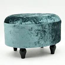 MSL LUXURY BLUE VELVET OVAL FOOTSTOOL - Footstool