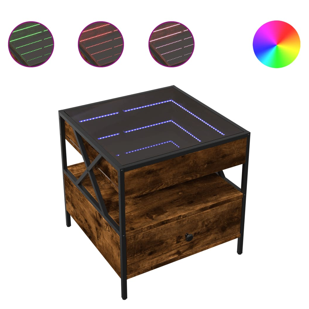 vidaXL VidaXL Coffee Table 50x50x51 cm With Infinity LED Mirror For Modern Living Rooms - Coffee Table