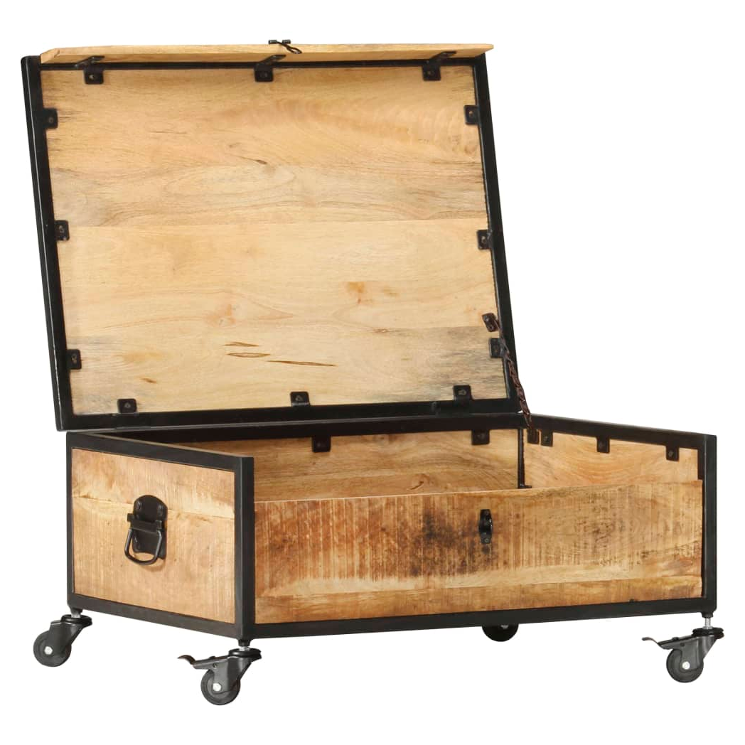 vidaXL Coffee Table 70x50x33 cm Solid Mango Wood With Four Wheels For Living Room by vidaXL