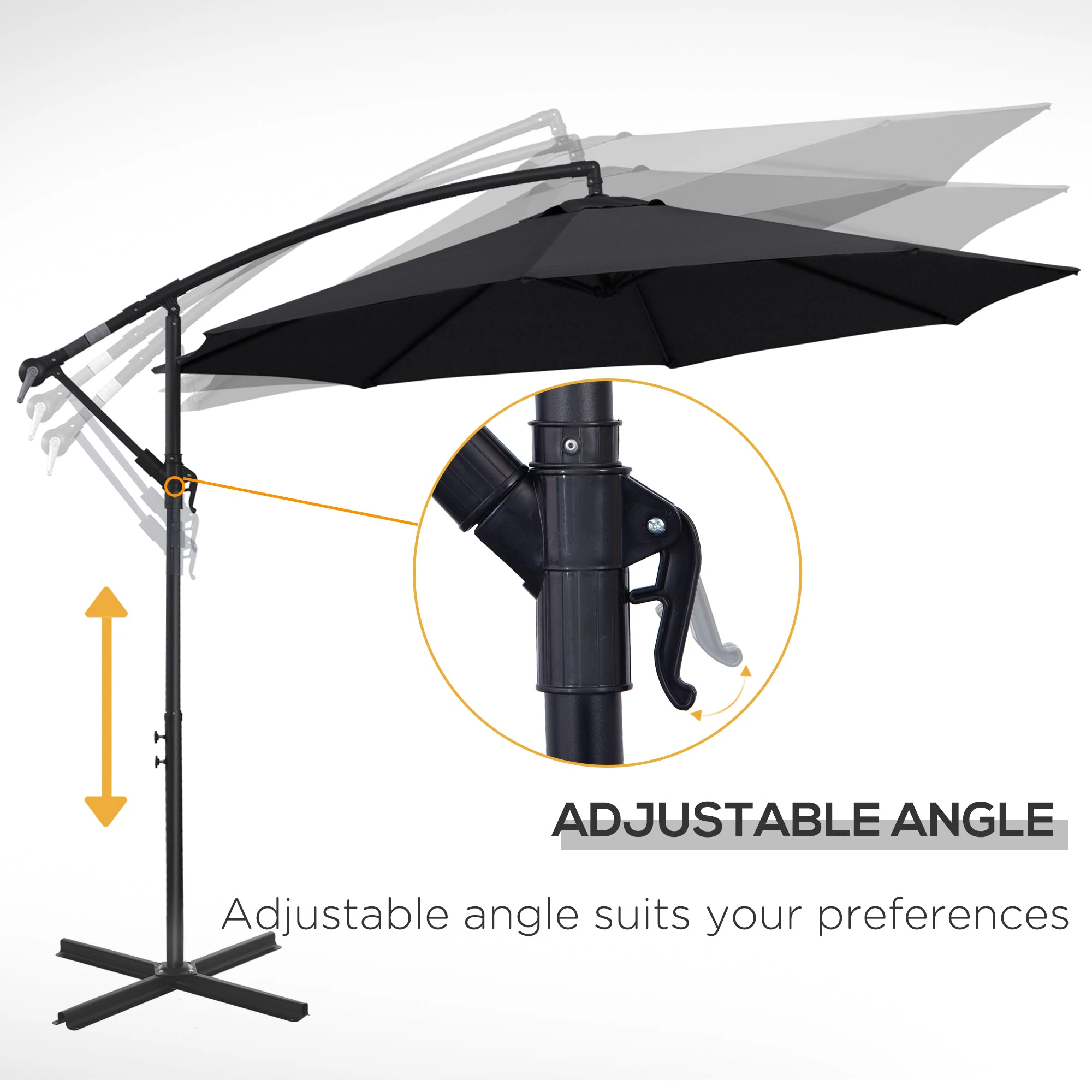 Outsunny 3m Garden Banana Parasol Cantilever Umbrella withCrank& Base by Outsunny
