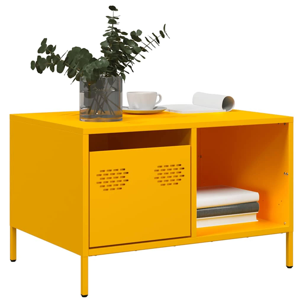 vidaXL VidaXL Coffee Table 68.5x50x43.5 cm Mustard Yellow Cold Rolled Steel Industrial Living Room - Coffee Table