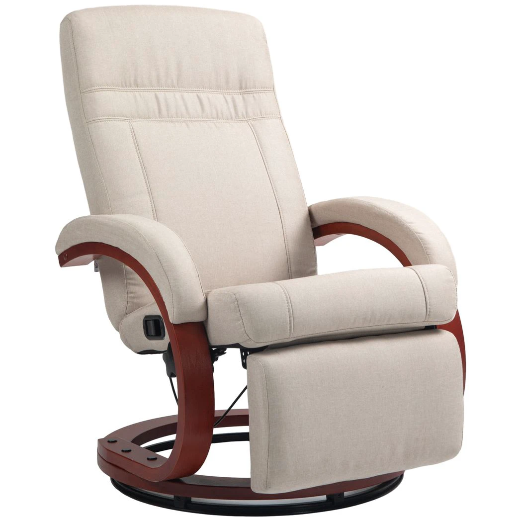 HOMCOM HOMCOM Manual Recliner Swivel Reclining Chair with Footrest Armrests Beige - Recliner