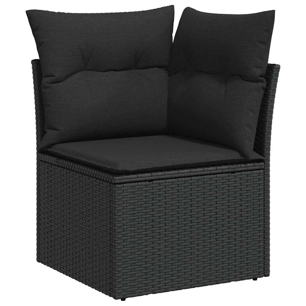 vidaXL vidaXL 11 Piece Garden Sofa Set with Cushions Black Poly Rattan Acacia - Garden Sofa Sets