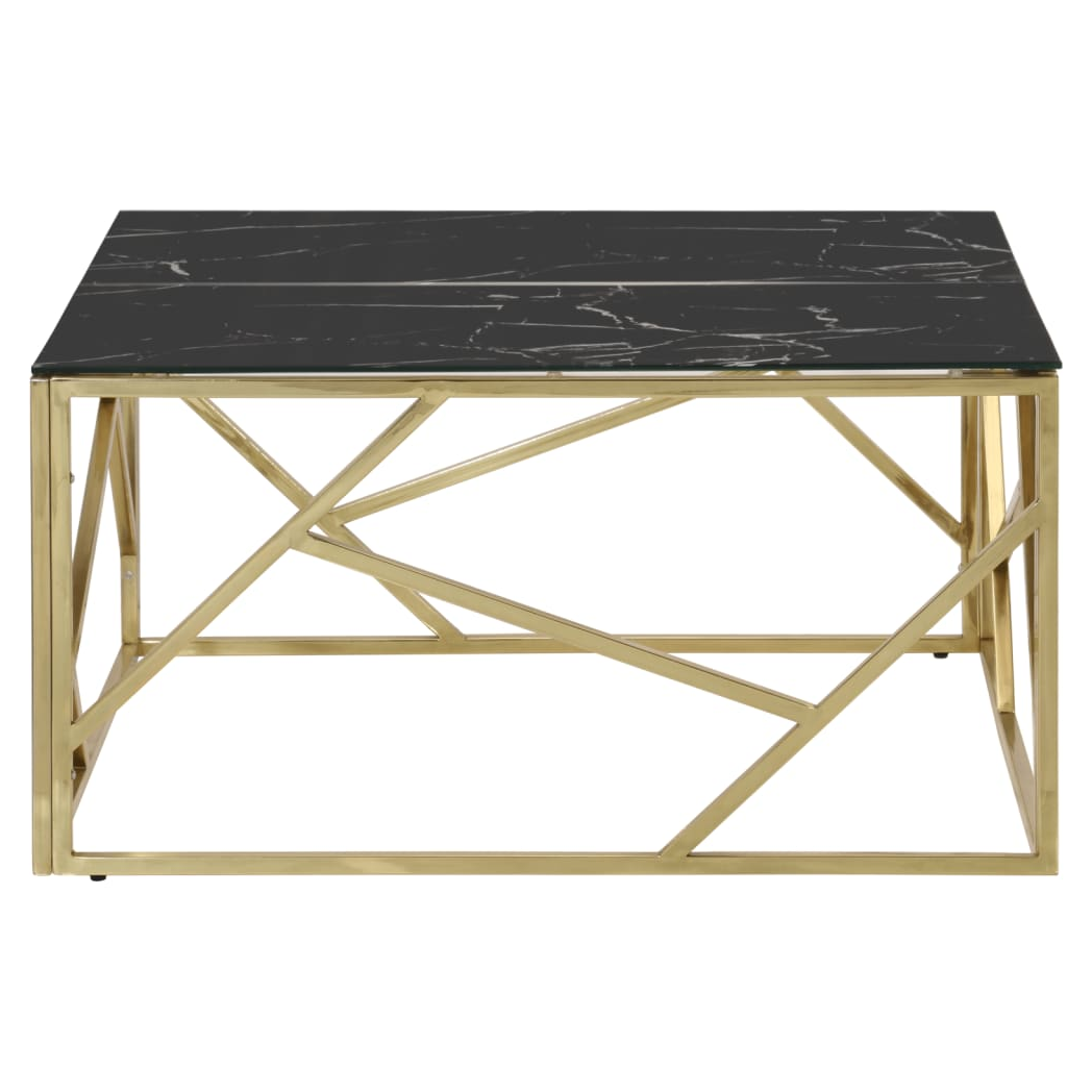VidaXL Coffee Table Gold Stainless Steel Tempered Glass For Living Room Decor Modern by vidaXL
