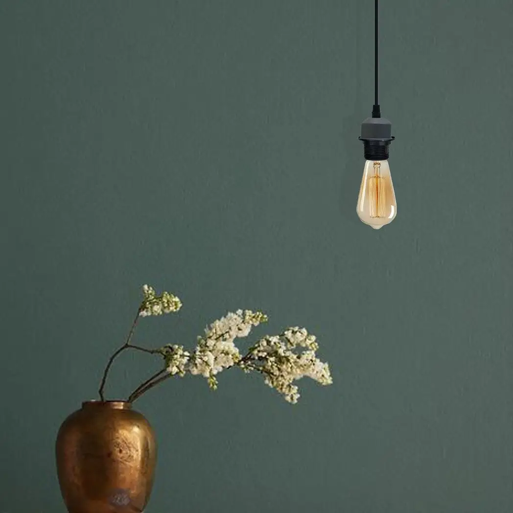 LEDSONE 2 Pack Industrial Grey Pendant Light Fitting, Lampshade Holder Fitting Set With PVC Cable. - Pendant Lights