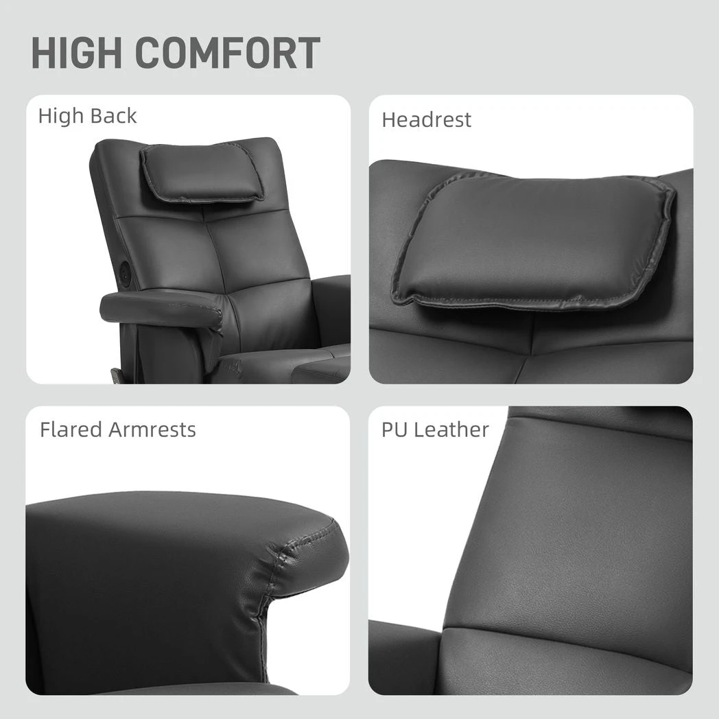 HOMCOM Massage Recliner Chair with Footstool and Hidden Storage - Recliner