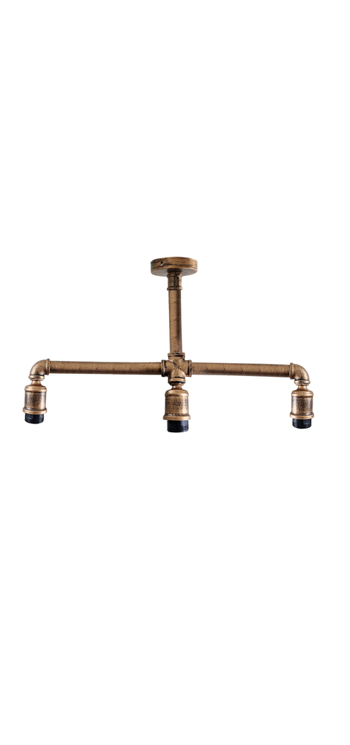 LEDSON Brushed Copper 3 Head Loft Industrial Water Pipe Pendant Light E27 Lamp~1859 - Pendant Lights