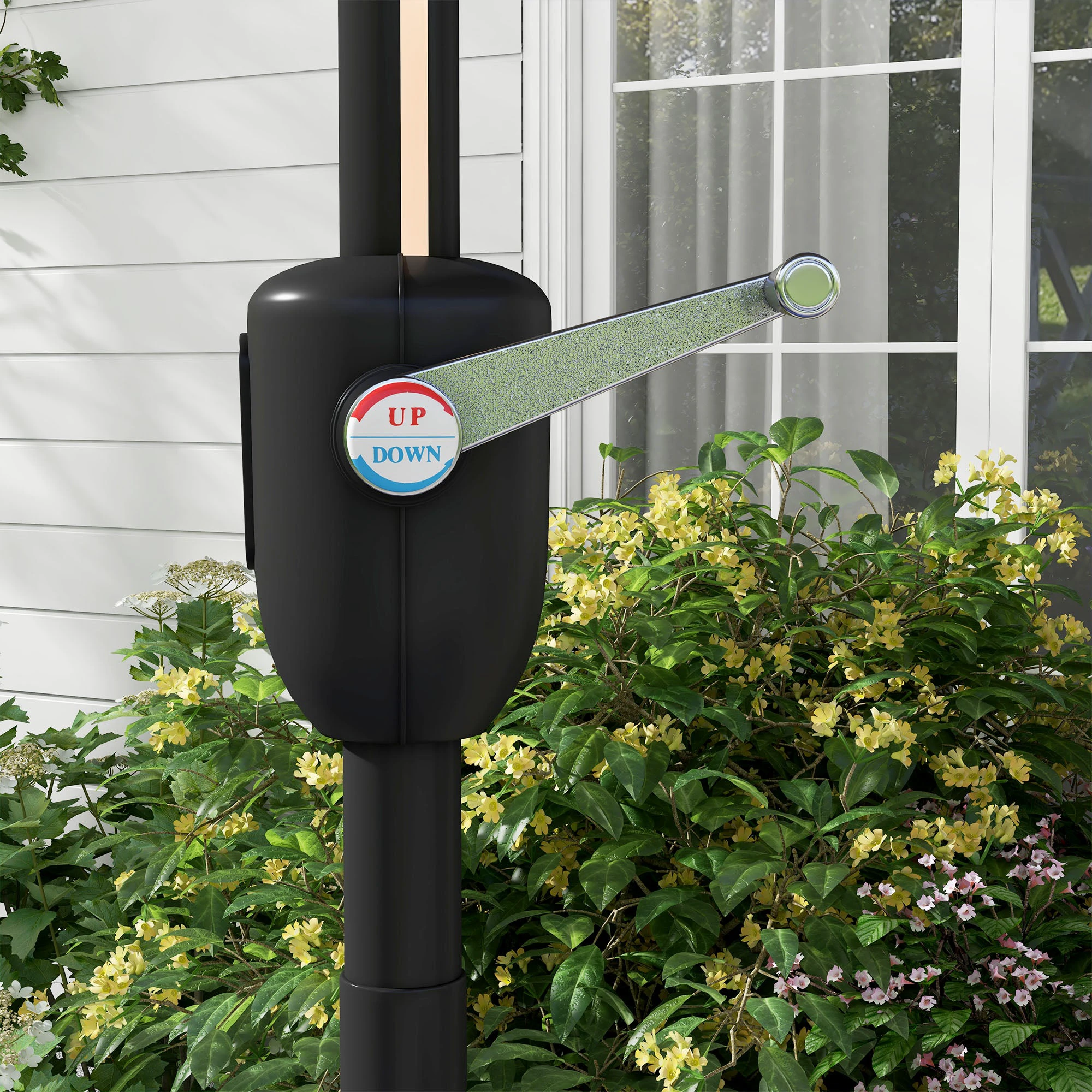 Outsunny Outsunny Solar Patio Garden Parasol with Lights for Outdoor, Charcoal Grey - Parasol