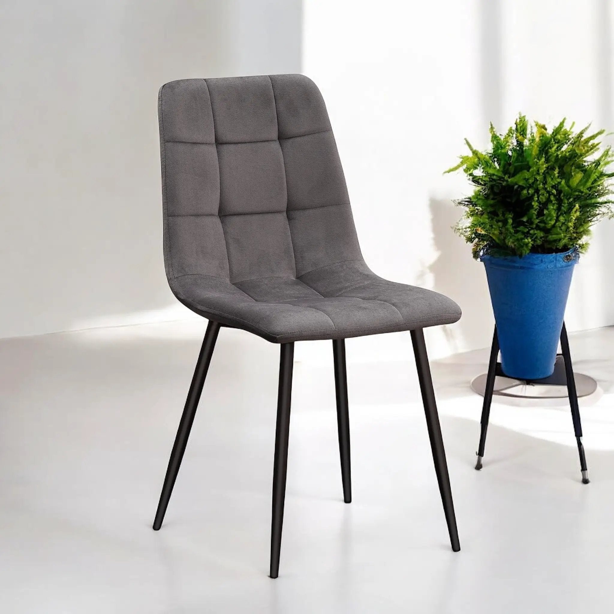 MSL GREY FABRIC CHAIR BLACK METAL LEGS - Dining Chairs