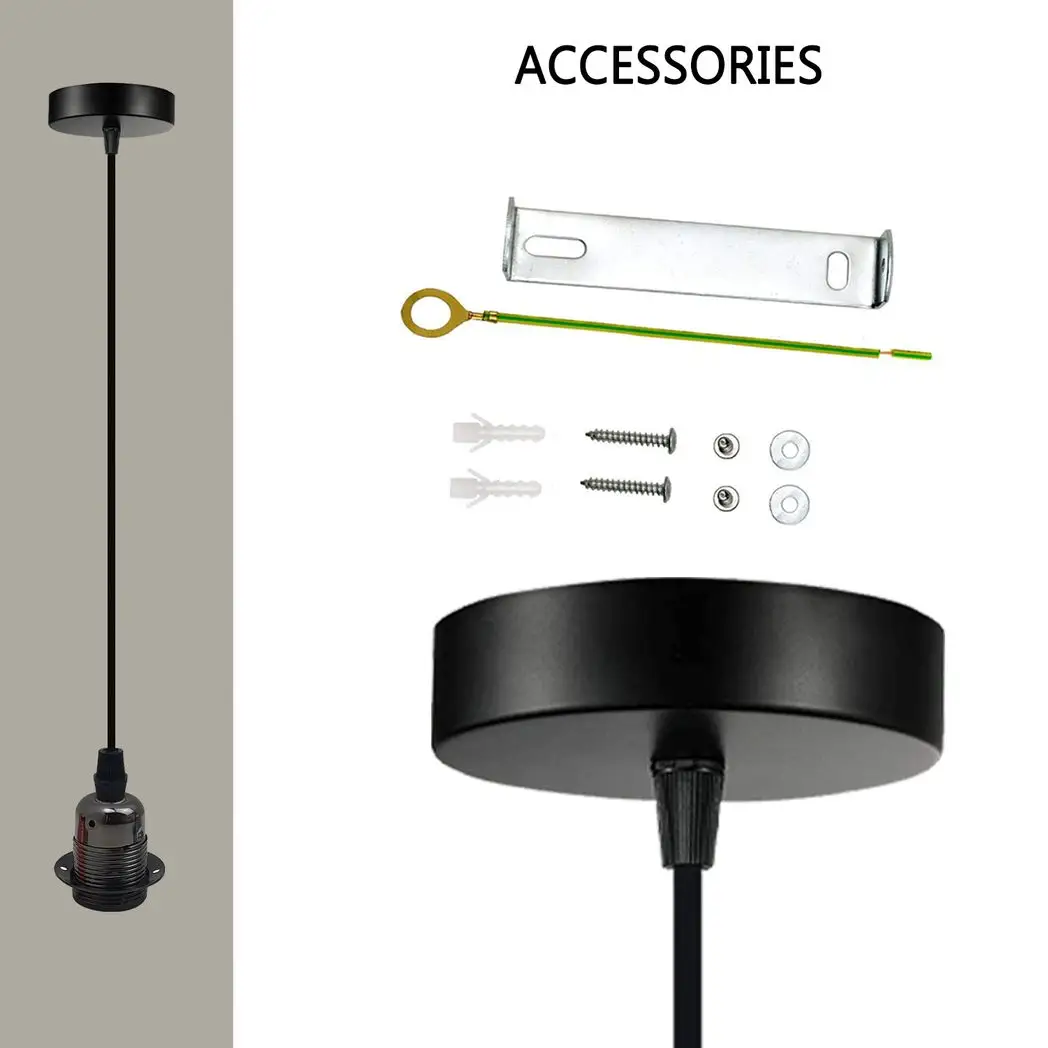 LEDSONE Vintage Industrial Black Pendant Light Fitting, lampshade Holder Fitting Set with 2m Cable. - Pendant Lights