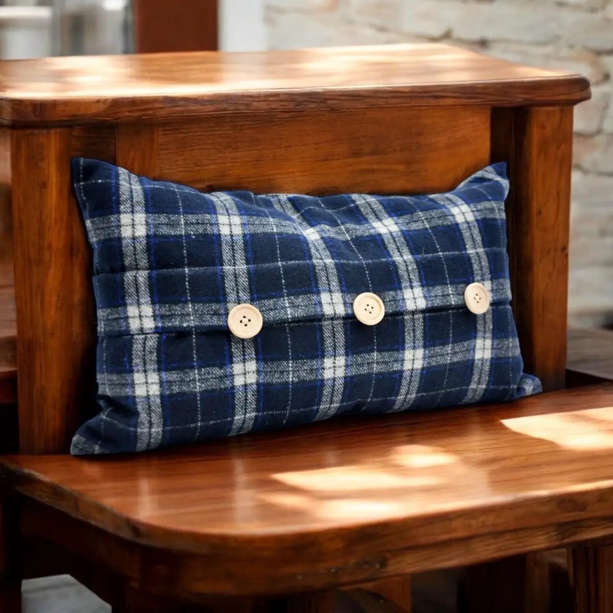 Luxury Tartan Cushion Cover - Elegant & Luxury Blue Checked Velvet, 30 x 50 cm - from MSL