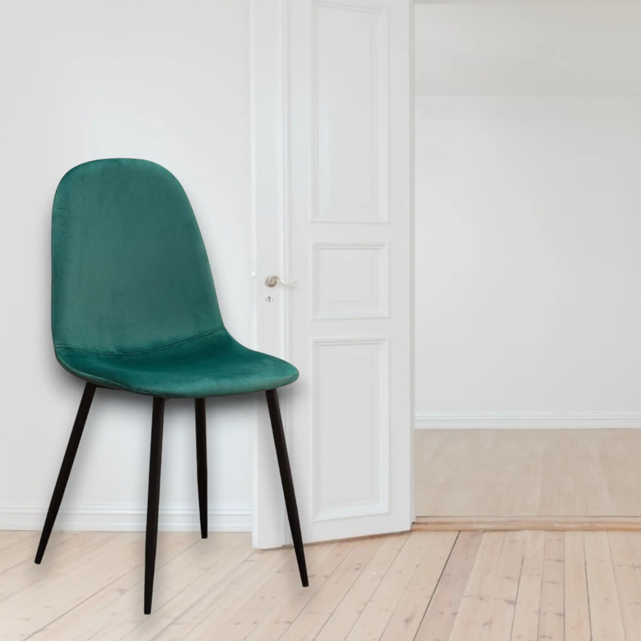 MSL GREEN FABRIC CHAIR BLACK METAL LEGS - Dining Chairs