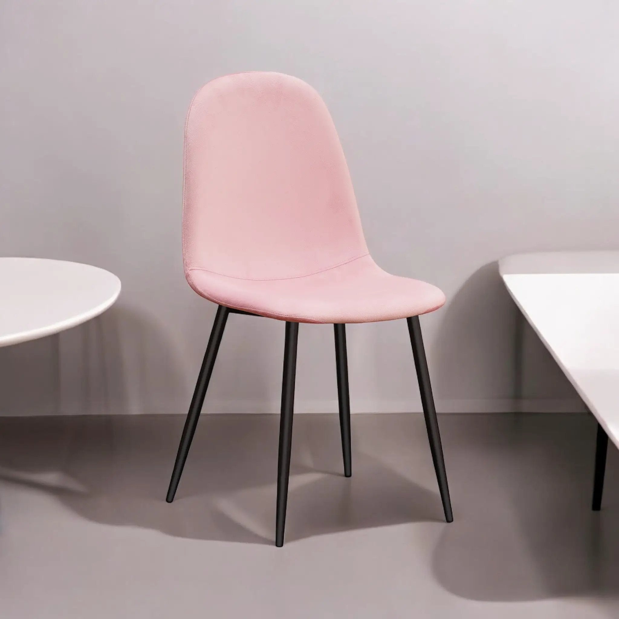 MSL PINK FABRIC CHAIR BLACK METAL LEGS - Dining Chairs