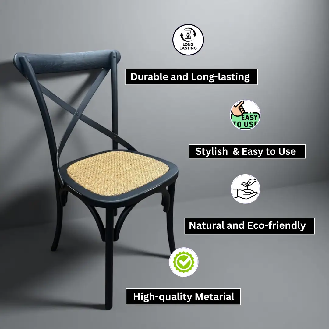 MSL BLACK FRENCH CROSS BACK CHAIR - Dining Chairs