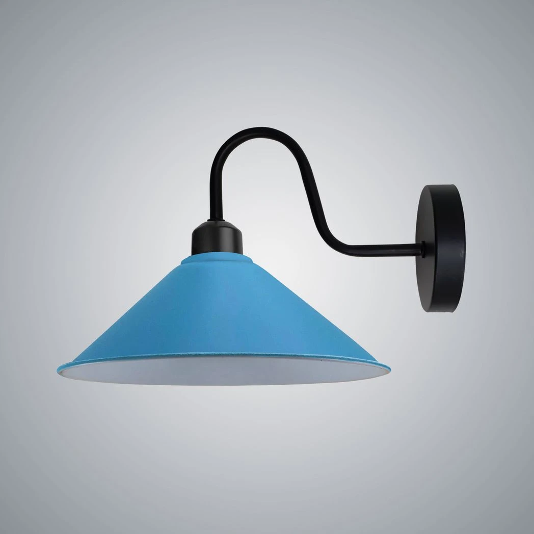 Premium Wall Light Cone Shade Swan Neck E27 Base Blue Home by Un-branded