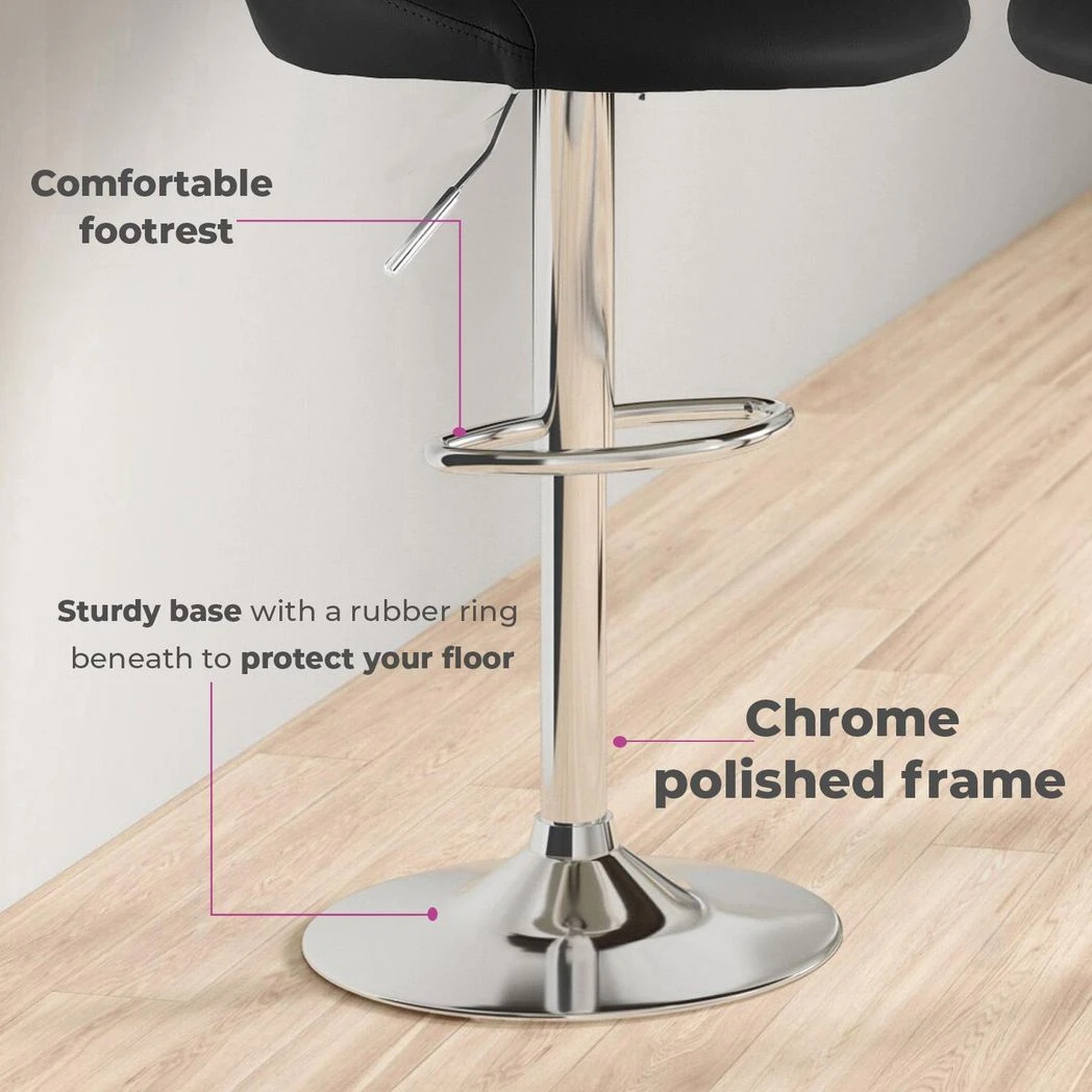 Neo Set of Two Black Leather Bar Stools by Neo