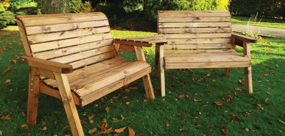 Charles Taylor Trading Twin Bench Garden Set Angled - Uncategorized Garden Set