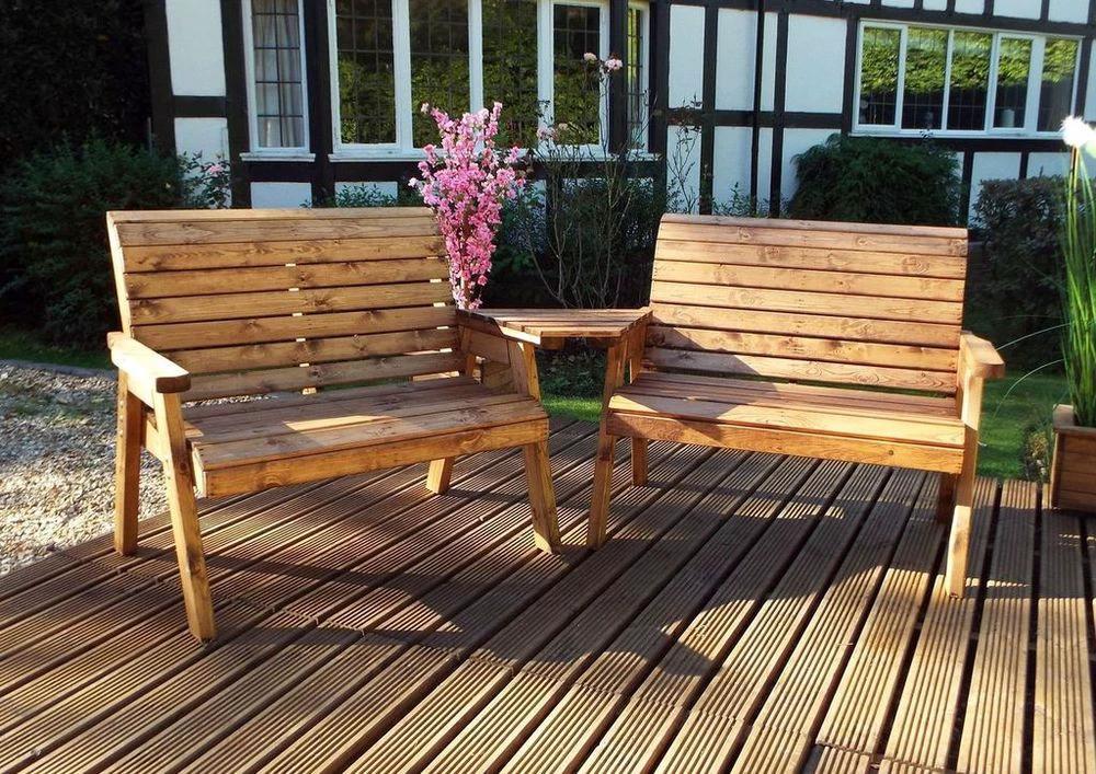 Charles Taylor Trading Twin Bench Garden Set Angled - Uncategorized Garden Set