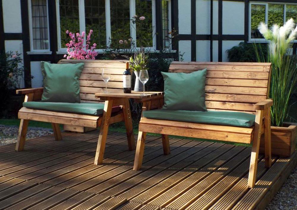 Twin Bench Garden Set Straight by Charles Taylor Trading