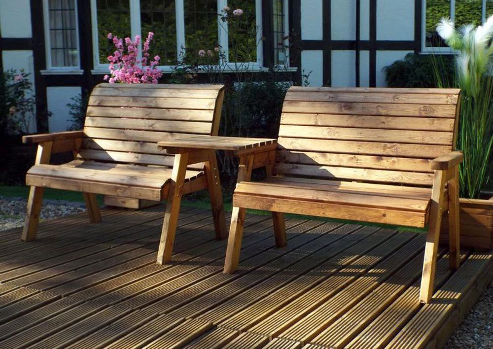Twin Bench Garden Set Straight by Charles Taylor Trading