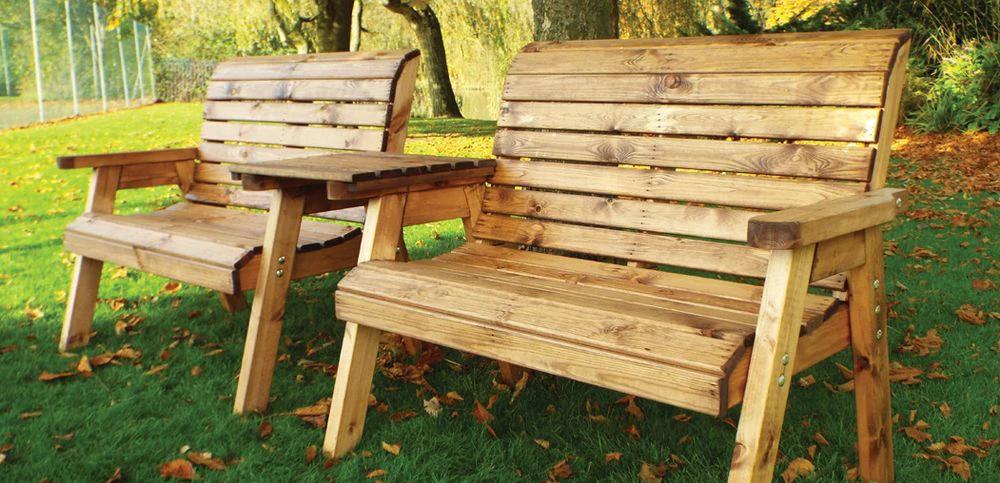 Twin Bench Garden Set Straight by Charles Taylor Trading